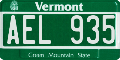 VT license plate AEL935