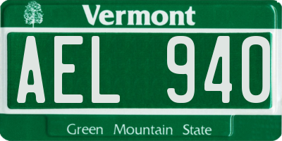 VT license plate AEL940