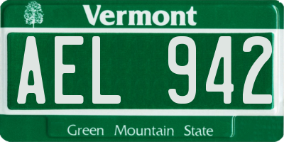 VT license plate AEL942