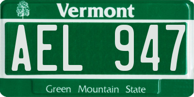 VT license plate AEL947