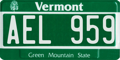 VT license plate AEL959