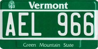 VT license plate AEL966