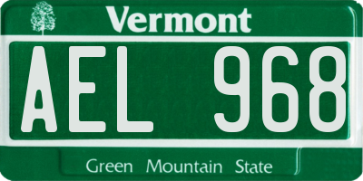VT license plate AEL968