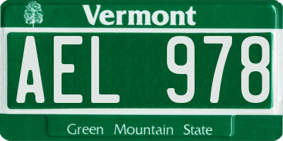 VT license plate AEL978