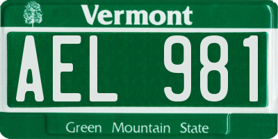VT license plate AEL981