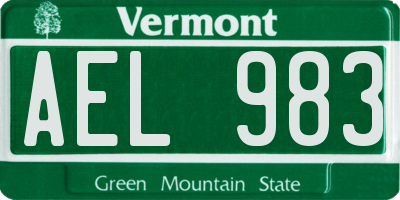 VT license plate AEL983