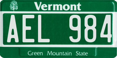 VT license plate AEL984
