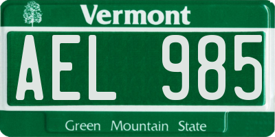 VT license plate AEL985