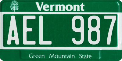VT license plate AEL987