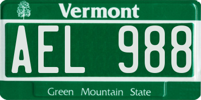 VT license plate AEL988