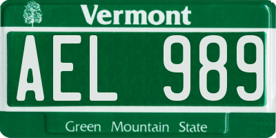 VT license plate AEL989