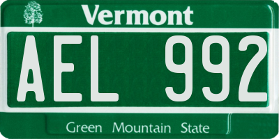VT license plate AEL992