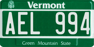 VT license plate AEL994
