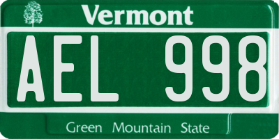 VT license plate AEL998