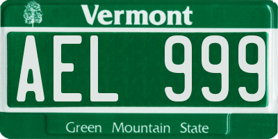 VT license plate AEL999