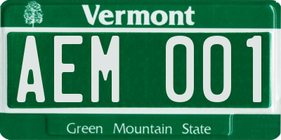 VT license plate AEM001