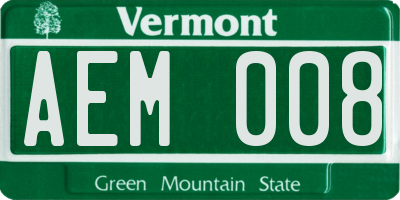 VT license plate AEM008