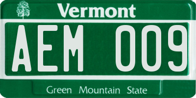 VT license plate AEM009