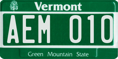 VT license plate AEM010