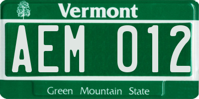 VT license plate AEM012