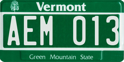 VT license plate AEM013
