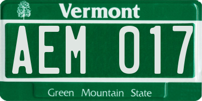 VT license plate AEM017