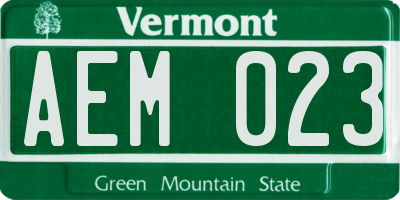 VT license plate AEM023