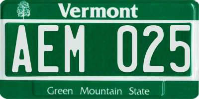 VT license plate AEM025