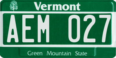 VT license plate AEM027