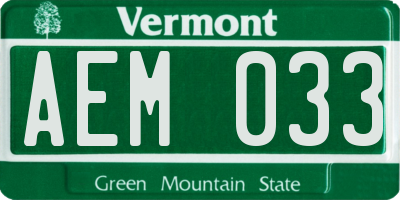 VT license plate AEM033