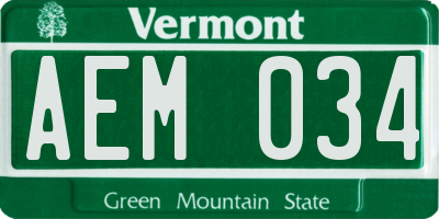 VT license plate AEM034