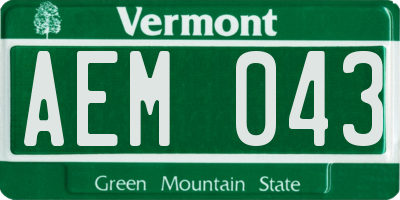 VT license plate AEM043
