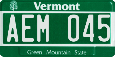 VT license plate AEM045