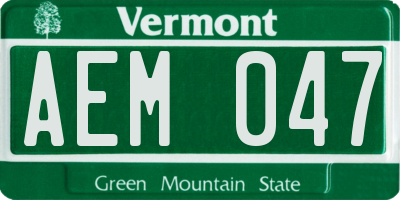 VT license plate AEM047