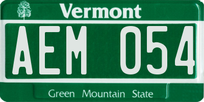VT license plate AEM054