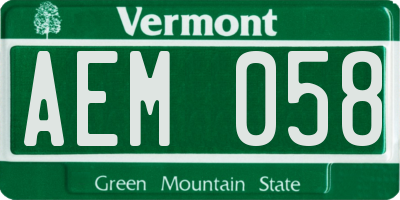 VT license plate AEM058