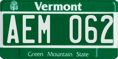VT license plate AEM062