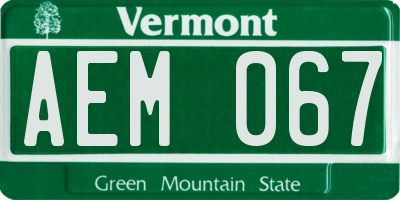 VT license plate AEM067