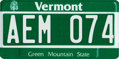 VT license plate AEM074