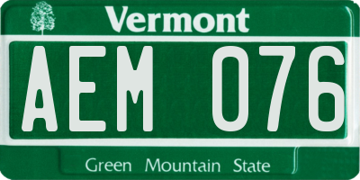 VT license plate AEM076