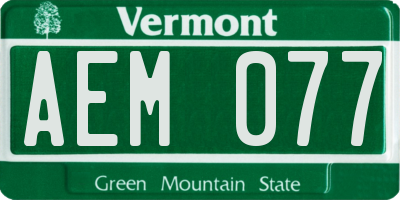 VT license plate AEM077