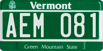 VT license plate AEM081