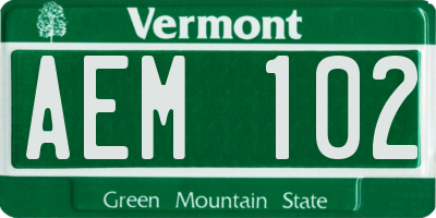 VT license plate AEM102