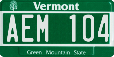 VT license plate AEM104