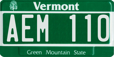 VT license plate AEM110