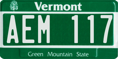 VT license plate AEM117