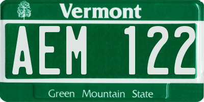 VT license plate AEM122