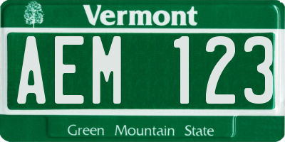VT license plate AEM123
