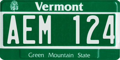 VT license plate AEM124