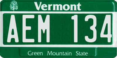 VT license plate AEM134